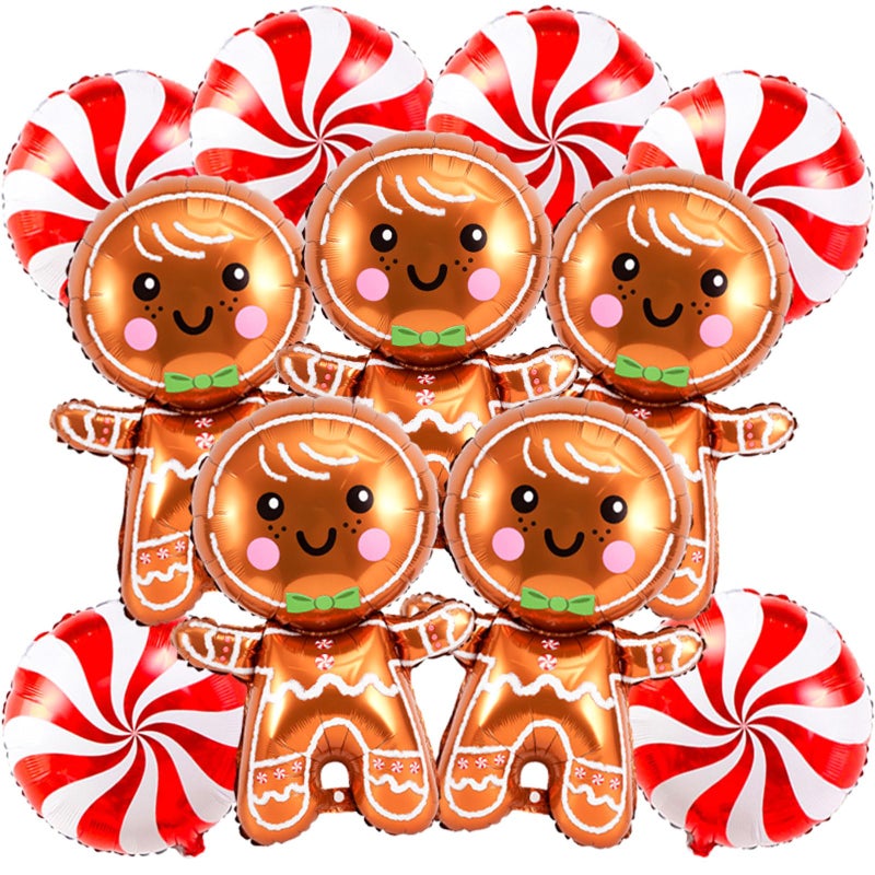 Tagberoy 11PCS Large Gingerbread and Candy Balloons Set Red Foil Balloons for Christmas Party Decorations - Image 3