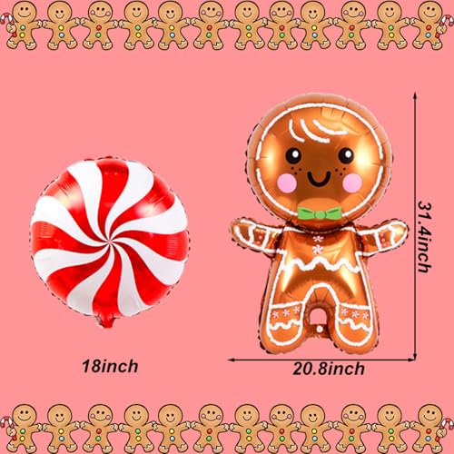 Tagberoy 11PCS Large Gingerbread and Candy Balloons Set Red Foil Balloons for Christmas Party Decorations - Image 5