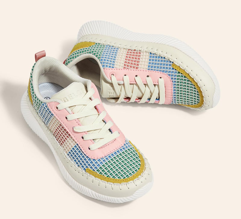 BELOS Women's Glitter Shoes Sparkly Lightweight Metallic Sequins Tennis Shoes Casual Retro Braided Walking Shoes(Yellow Multi Braided,9) - Image 5
