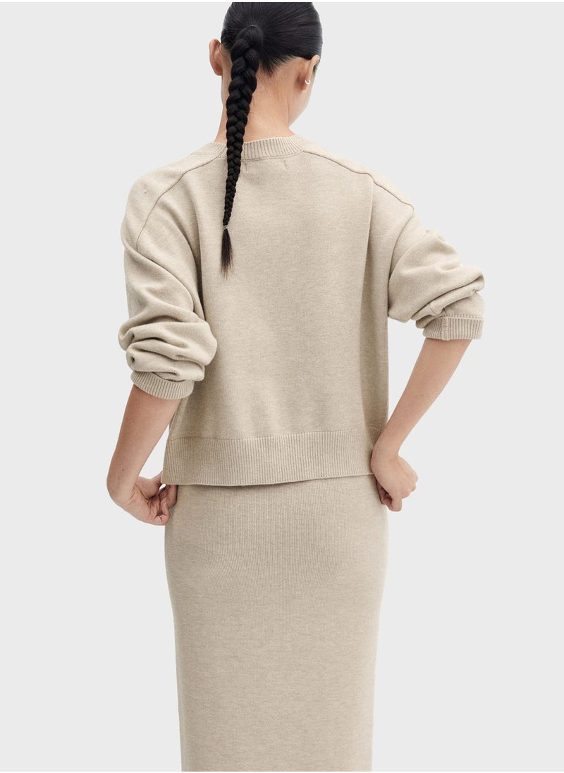 MANGO - Crew Neck Longline Sweater - Image 1