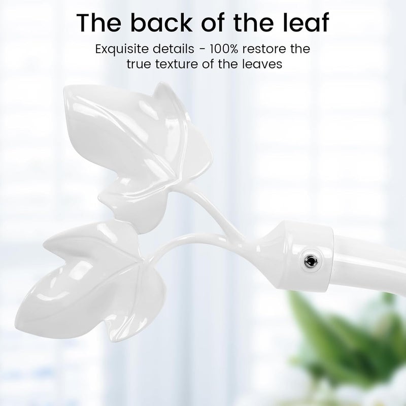 HIKMLK Piano White Leaf Curtain Tiebacks - Piano-Lacquer Aluminum Holdbacks & Side Holders, Botanical Wall Pull Backs for Classical Drapes Home Decor - Image 2
