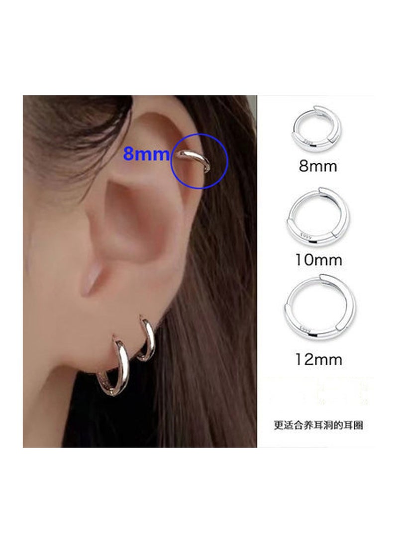 8mm Silver Pierced Hoop Earrings - Image 1