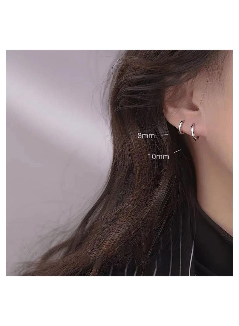 8mm Silver Pierced Hoop Earrings - Image 2