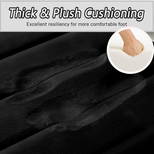 AINAHYVA Memory Foam Bathroom Rugs Sets 2 Piece, Extra Soft Absorbent Quick Dry Bath Mat Set, with U-Shaped Toilet Rug, Machine Washable Non Slip Bath Rugs for Bathroom, Shower and Tub, Black - Image 4