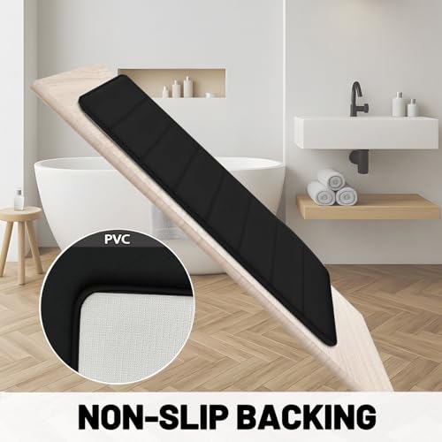 AINAHYVA Memory Foam Bathroom Rugs Sets 2 Piece, Extra Soft Absorbent Quick Dry Bath Mat Set, with U-Shaped Toilet Rug, Machine Washable Non Slip Bath Rugs for Bathroom, Shower and Tub, Black - Image 5