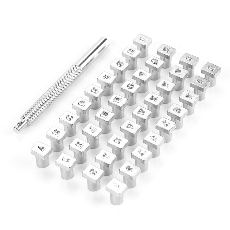 Walfront 36Pcs Leather Stamping Alloy Steel Letter Number Leather Stamper Letter Leather Stamper Steel Letter Leather Stamper Punching Tool for DIY Leather Craft Printing3mm