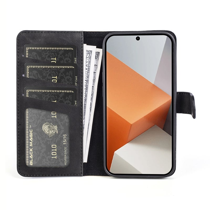 HuHa Case Cover For Xiaomi Redmi Note 13 Pro+ Stitching Horizontal Flip Leather Phone Case(Black) - Image 3
