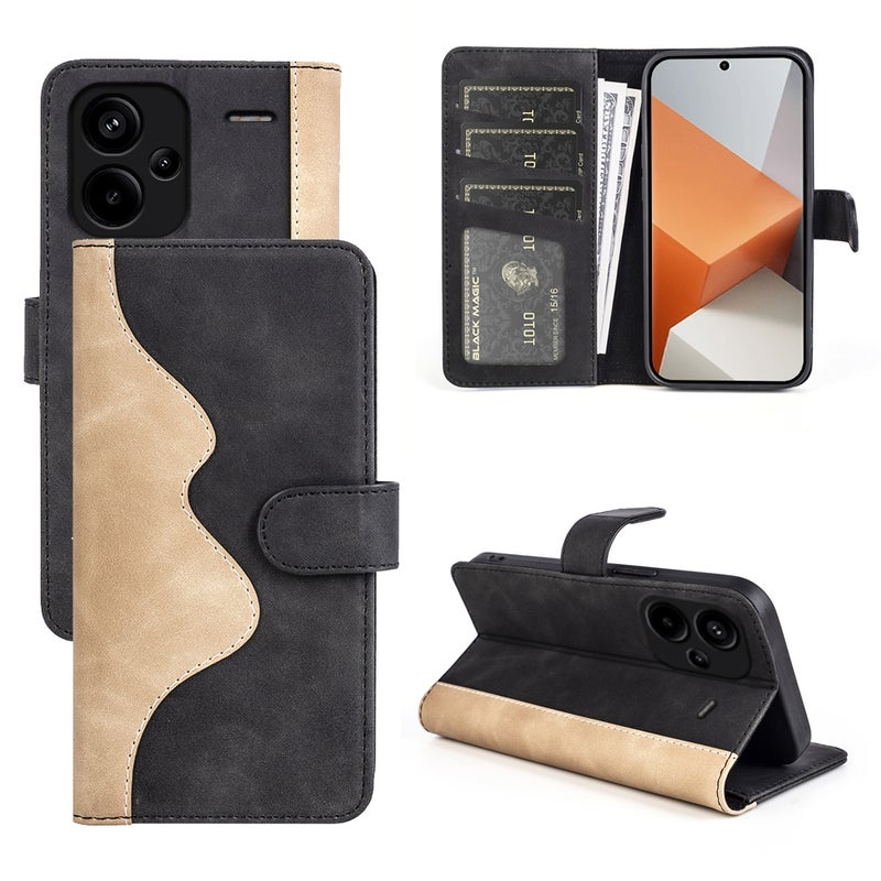 HuHa Case Cover For Xiaomi Redmi Note 13 Pro+ Stitching Horizontal Flip Leather Phone Case(Black) - Image 1