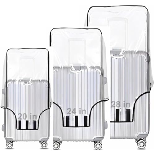 Handcuffs Transparent Luggage Trolley Protective Covers PVC Waterproof Travel Bag Suitcase Cover (24" Inches) (16.1" X 11" X 24") - Image 1
