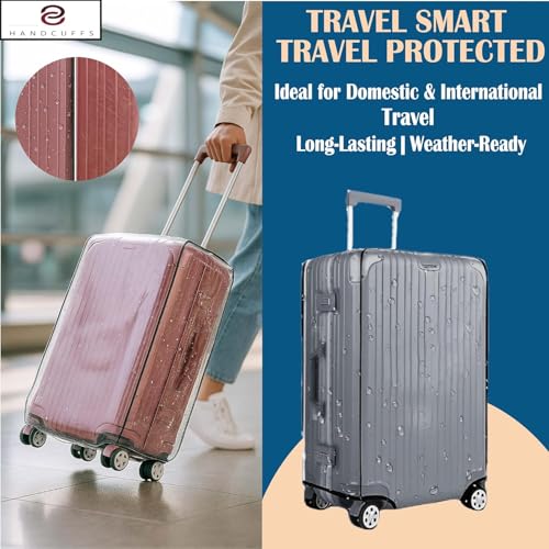 Handcuffs Transparent Luggage Trolley Protective Covers PVC Waterproof Travel Bag Suitcase Cover (24" Inches) (16.1" X 11" X 24") - Image 5