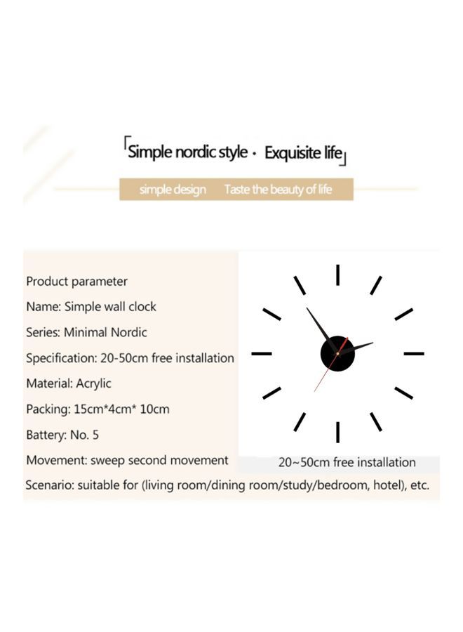 NIBEMINENT DIY Minimal Nordic Series Decorative Wall Clock Black 15x10x4cm  - Image 4