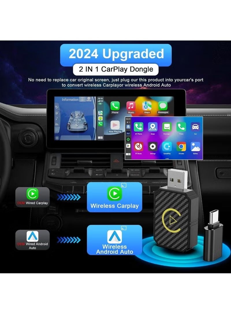 Generic 2 in 1 Wireless Carplay Auto Adapter Mini Box with Bluetooth 5.0 and WiFi for Wired CarPlay/Auto Cars - Image 2