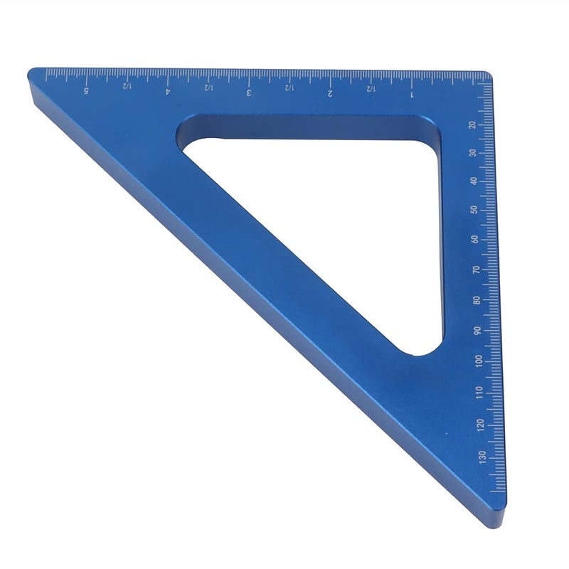 90 Degree Aluminum Alloy Ruler Blue Metric Inch Woodworking Measuring Square Tool - Image 1