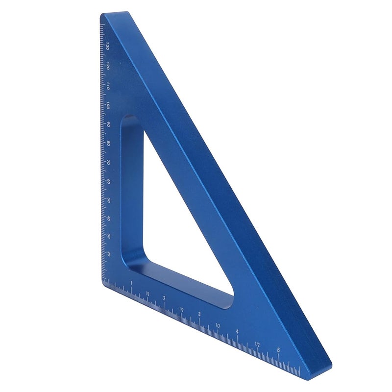 90 Degree Aluminum Alloy Ruler Blue Metric Inch Woodworking Measuring Square Tool - Image 3