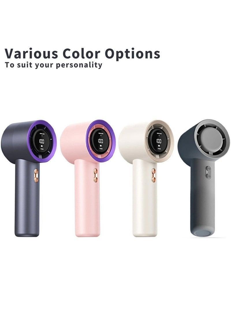 VIO High Speed Portable Small Handheld Turbo Fan 5 Speed Personal Fan with Digital Display Compact Handheld Fan Mini Fan with Concentrated Turbo Wind Low Noise Battery Operated Cooling Fan for  Travel Home Desk Office Indoor Outdoor Summer Beach Pool Picnic Camping  - Image 2