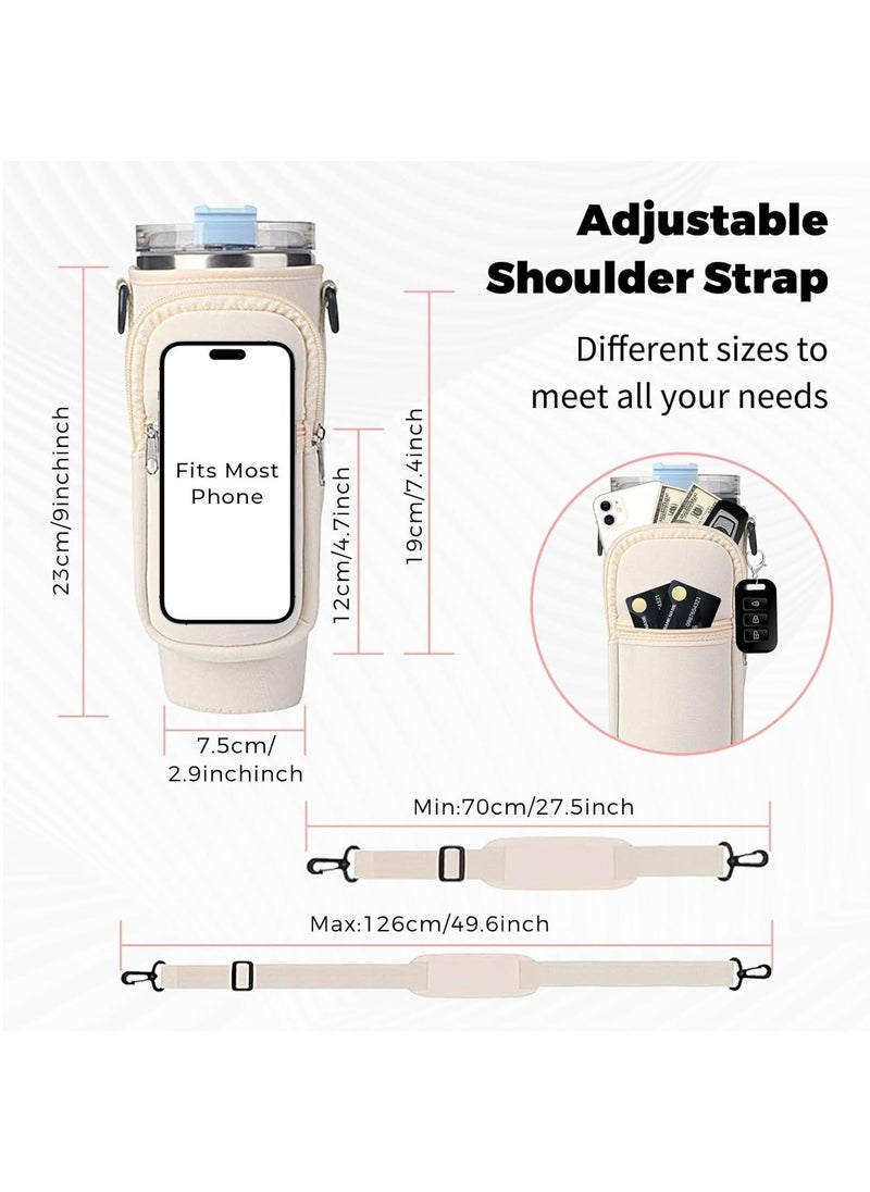 Generic - Water Bottle Carrier Bag for Stanley 40oz Tumbler, Water Bottle Holder with Pouch and Adjustable Strap, Sleeve Accessories with Pocket for 40oz Cup (Black) - Image 1