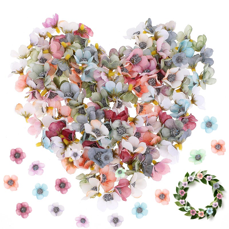 EupHHonycs 120PCS Small Fake Flowers for Crafts Mini Faux Flower Heads Multicolor Small Silk Artificial Flower Heads Rose Daisy Fabric Flowers for DIY Garland Home Wedding Party Decoration - Image 1