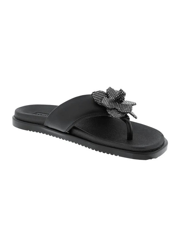 موليكا Moleca Ladies Flat Sandals Black | Made In Brazil