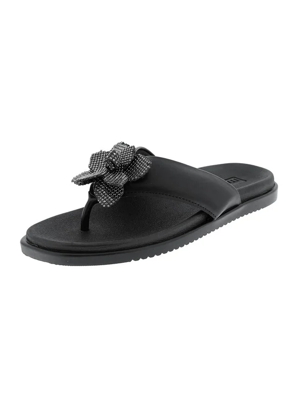 موليكا Moleca Ladies Flat Sandals Black | Made In Brazil