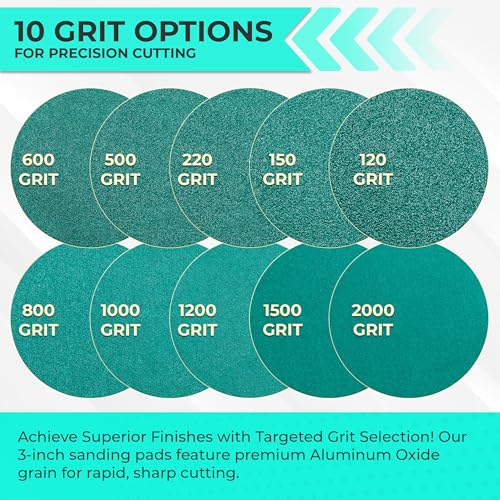 Sunmight Film Grip No Hole 3 Inch Sanding Discs - 2000 Grit, Premium Aluminum Oxide - Strong Film Backing for Automotive, Marine, Wood & Metal Applications - Excellent Cutting and Long Life (50 Pcs) - Image 3