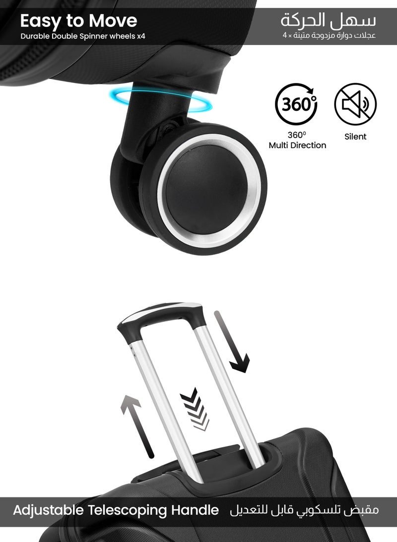 PARAJOHN Cabin Size Lightweigh ABS Hardside Spinner Luggage Trolley -20 Inch | Carrying 10KG 4-Wheel Hardshell Suitcase Black - Image 2