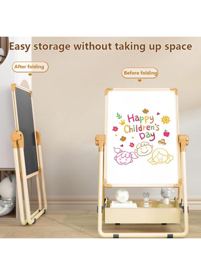 Miya 2 in 1 Adjustable Children's Drawing Easel with Magnetic Whiteboard and Blackboard, Double-Sided Drawing Board, 360° Rotation, Movable Easel Stand Wooden Dry Erase Board with Whiteboard and Blackboard Suitable for Boys and Girls - Image 3