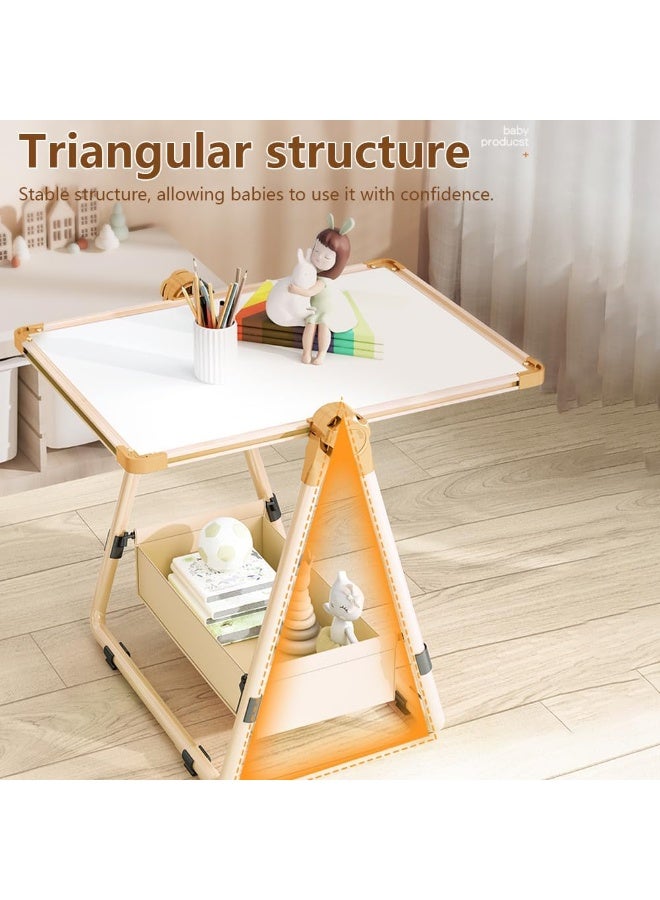 Miya 2 in 1 Adjustable Children's Drawing Easel with Magnetic Whiteboard and Blackboard, Double-Sided Drawing Board, 360° Rotation, Movable Easel Stand Wooden Dry Erase Board with Whiteboard and Blackboard Suitable for Boys and Girls - Image 4