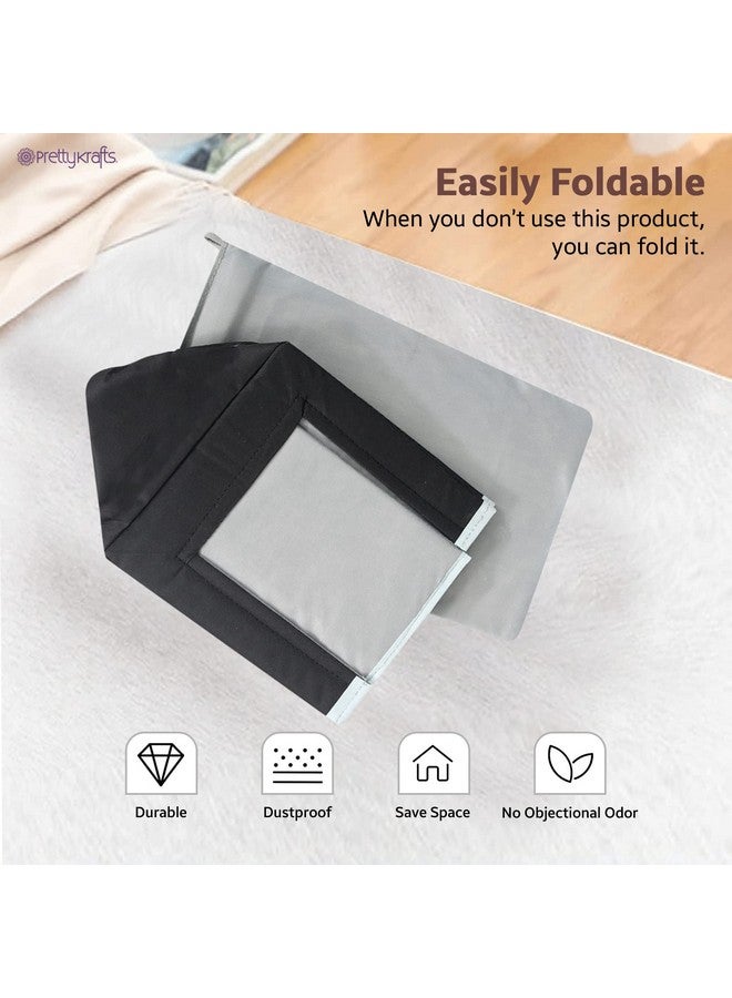 PrettyKrafts 1 Pc Non Woven Large Capacity Shirt Stacker/Foldable & Stackable Closet Wardrobe Cupboard Organizer/Foldable Storage Box/Multipurpose Clothes Organizer (Grey & Black, 26x40x26 cm) - Image 3