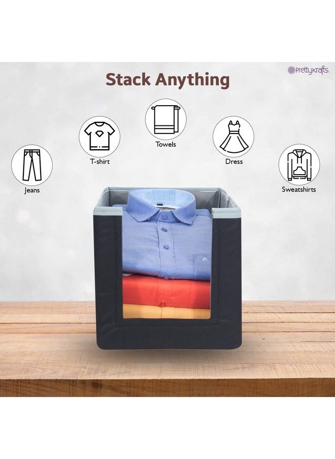 PrettyKrafts 1 Pc Non Woven Large Capacity Shirt Stacker/Foldable & Stackable Closet Wardrobe Cupboard Organizer/Foldable Storage Box/Multipurpose Clothes Organizer (Grey & Black, 26x40x26 cm) - pzsku/Z44D846DD7D1BF9F9A9C8Z/45/_/1736571433/8e8dc66e-ba06-40ab-a143-2b524b5000af