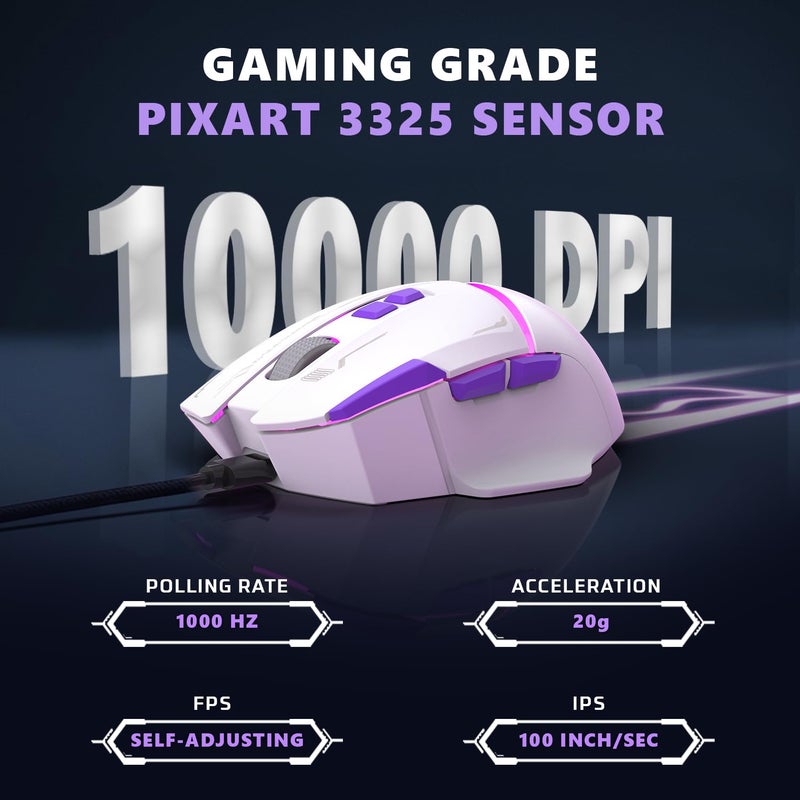 EvoFox Performance Series Banshee Rechargeable Wireless Gaming Mouse (2.4G+BT+Wired), Hyper Connect-Pixart3325 Sensor, Upto 1000Hz Polling Rate & 10000DPI,8 Programmable Buttons,Comprehensive Software - Image 3