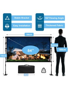 FlashHawk Portable Projector Screen - 84 inch 16:9 4K HD Projector Screen with Stand, Carry Bag for Indoor Outdoor Home Theater Backyard Cinema Camping  - Image 3