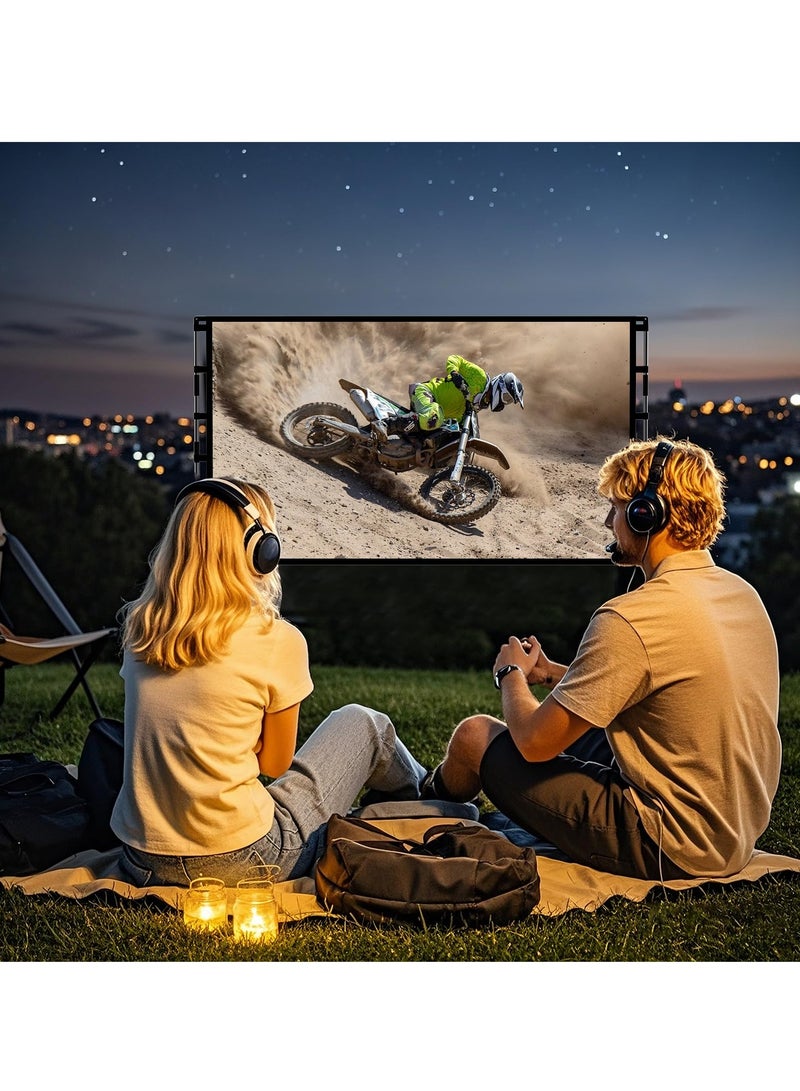شاشة عرض بروجكتر متنقلة - شاشة بروجكتر 84 بوصة 16:9 4K HD مع حامل وحقيبة حمل للسينما المنزلية الداخلية والخارجية والفناء الخلفي والسينما والتخييم