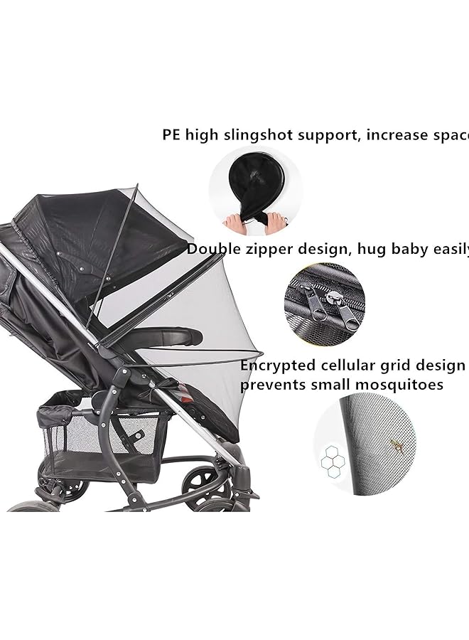 KASTWAVE Mosquito Net For Stroller Zipper Design Encrypted Mesh Retractable And Foldable Anti Mosquito Breathable Mosquito Stable And Durable Non Deformation Full Cover Universal (Black) - Image 2