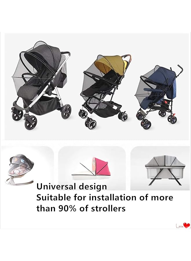 KASTWAVE Mosquito Net For Stroller Zipper Design Encrypted Mesh Retractable And Foldable Anti Mosquito Breathable Mosquito Stable And Durable Non Deformation Full Cover Universal (Black) - Image 5