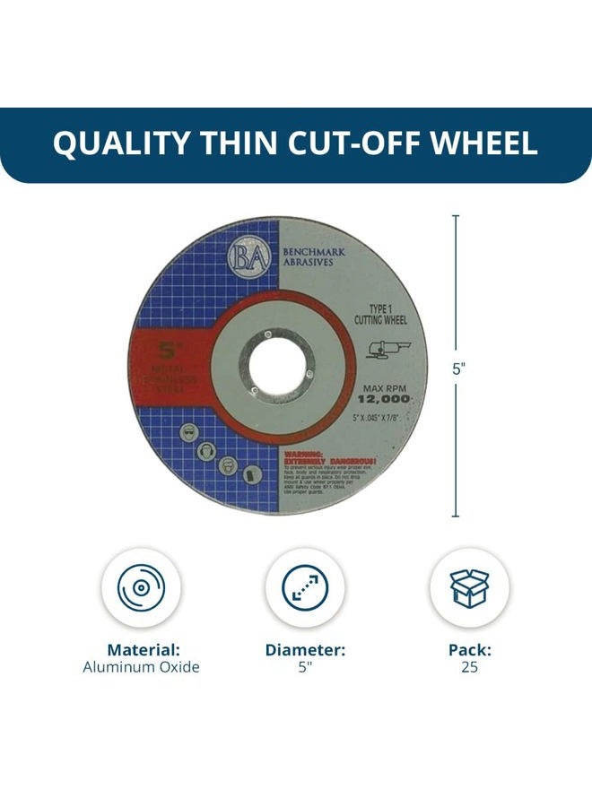 Benchmark Abrasives 5"x.045"x7/8" Pro Metal & Stainless Steel Cutting Cutoff Wheel - 25 Pack - Image 5