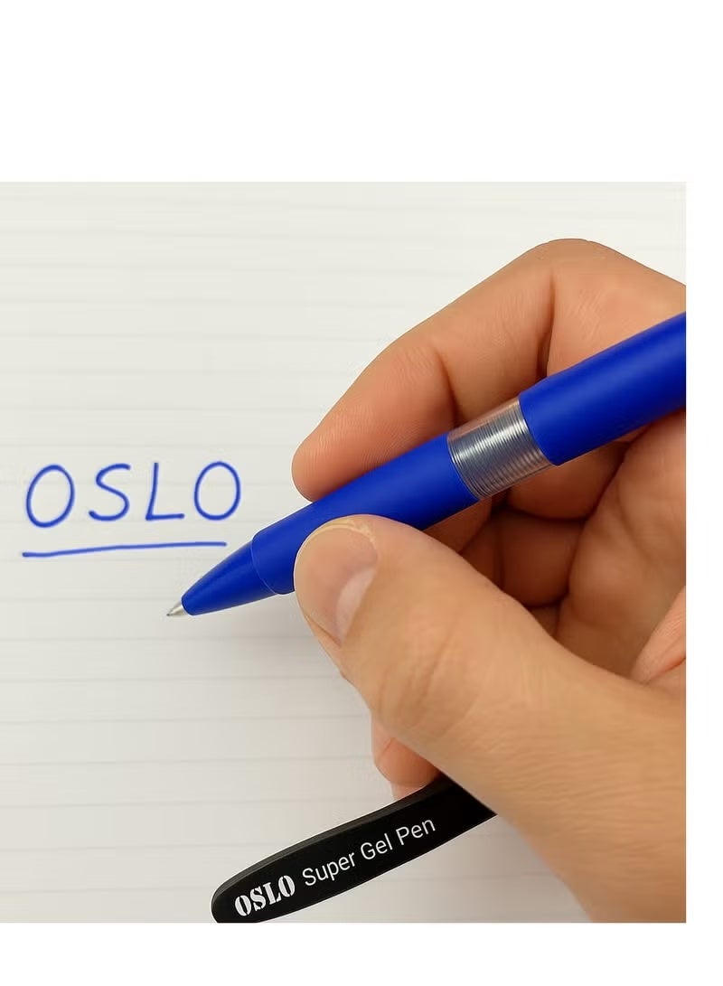 Oslo Gel Pen 0.7mm – Black (6) & Blue (6) – Pack of 12 - Image 2