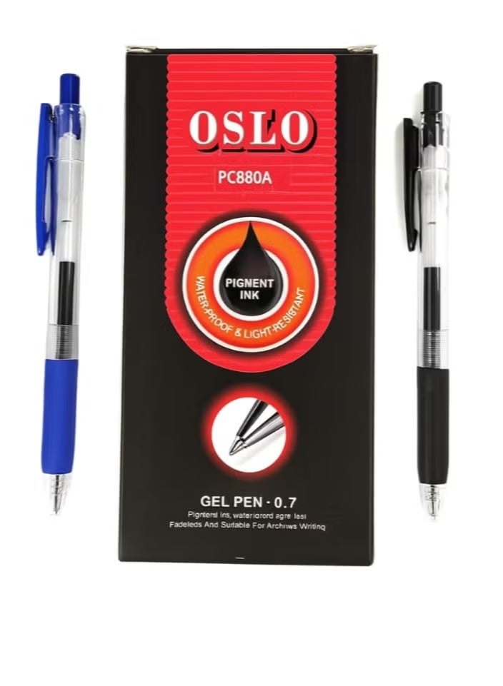 Oslo Gel Pen 0.7mm – Black (6) & Blue (6) – Pack of 12 - Image 1