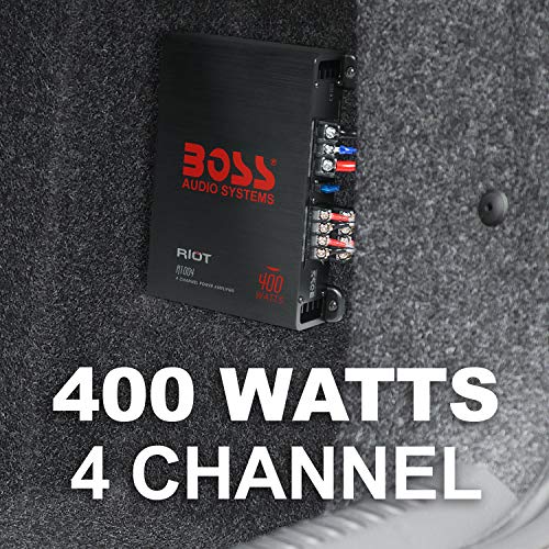 BOSS Audio Systems R1004 Riot Series 4 Channel Amplifier Car Audio - Class A/B, 400 High Output, 2-8 Ohm Stable, High/Low Level Inputs, Full Range - Image 2
