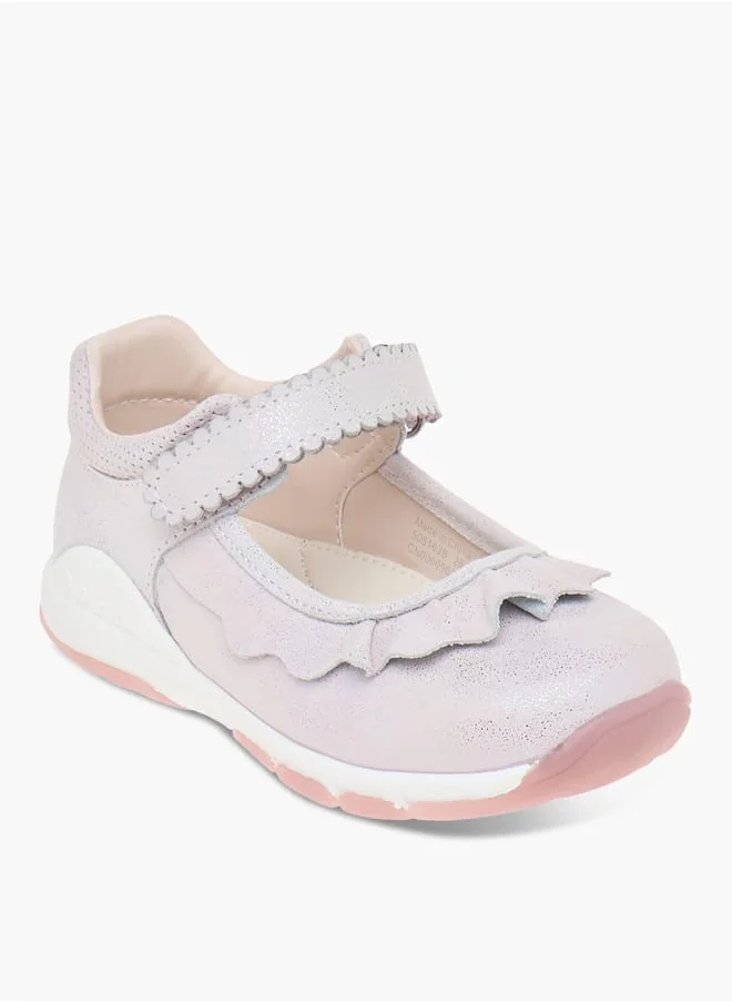 JUNIORS Textured Mary Jane Shoes with Hook and Loop Closure