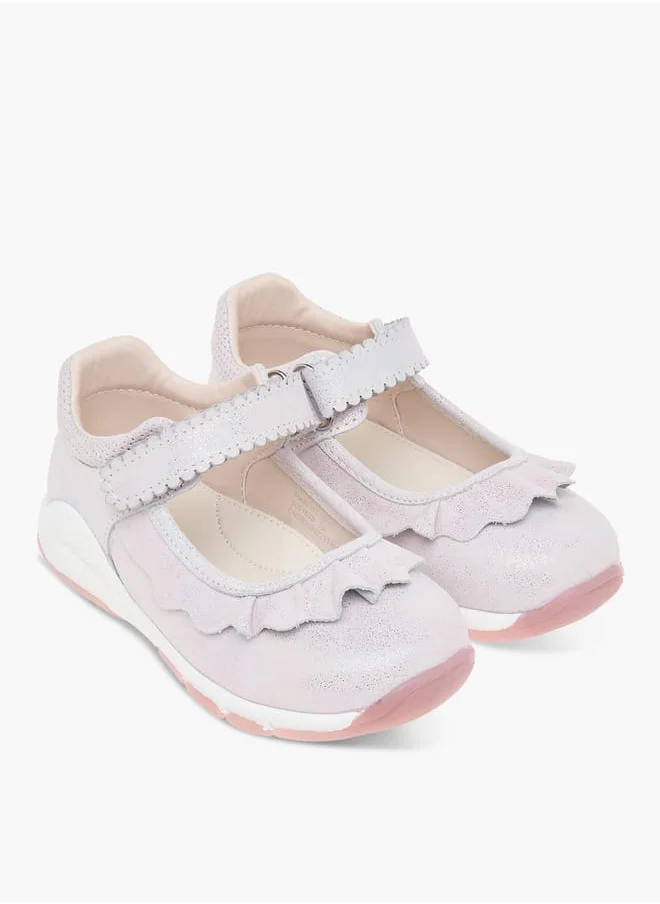 JUNIORS Textured Mary Jane Shoes with Hook and Loop Closure