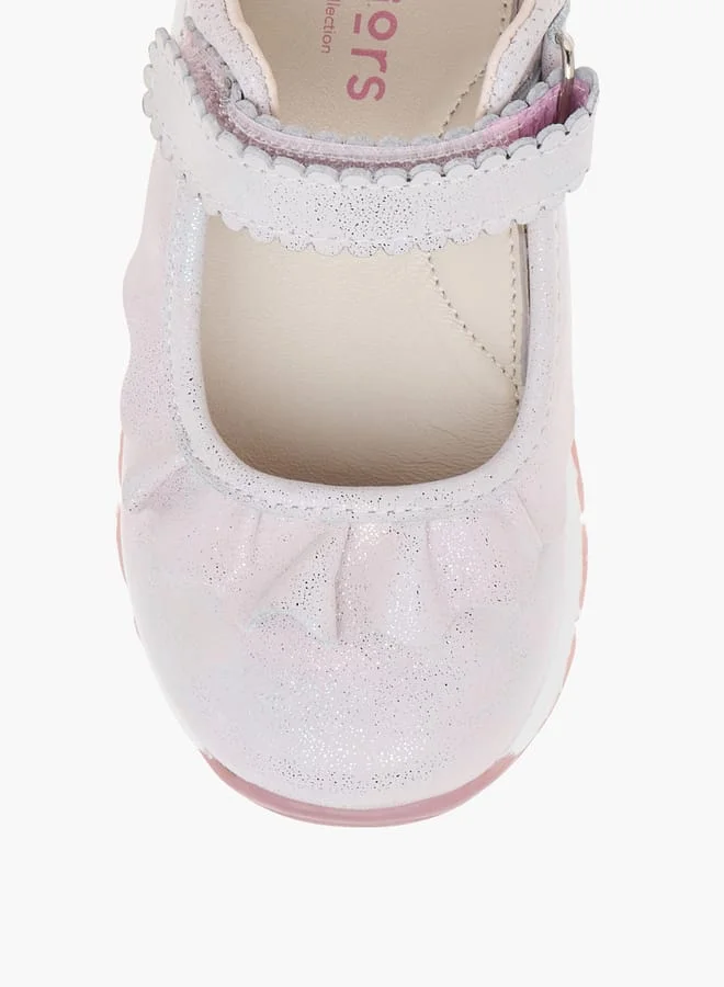 JUNIORS Textured Mary Jane Shoes with Hook and Loop Closure