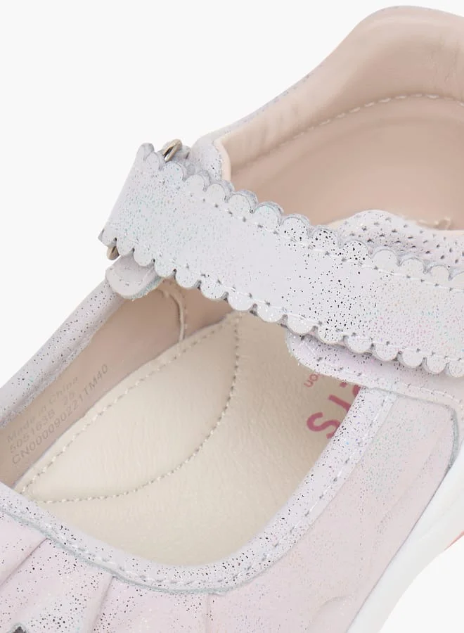 JUNIORS Textured Mary Jane Shoes with Hook and Loop Closure