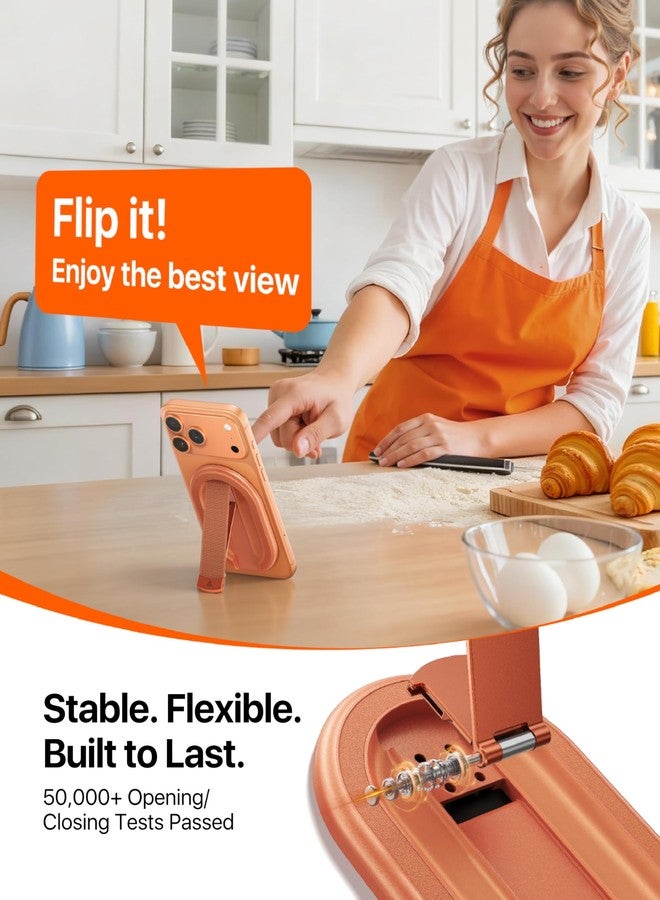 andobil [2025 All-New] Magnetic Phone Grip for Magsafe with Finger Strap [Comfortable & Durable] Magnetic Phone Ring Holder for MagSafe Accessories & iPhone 17 Air 16 Pro Max Plus 15 14 13 12, Orange - Image 4