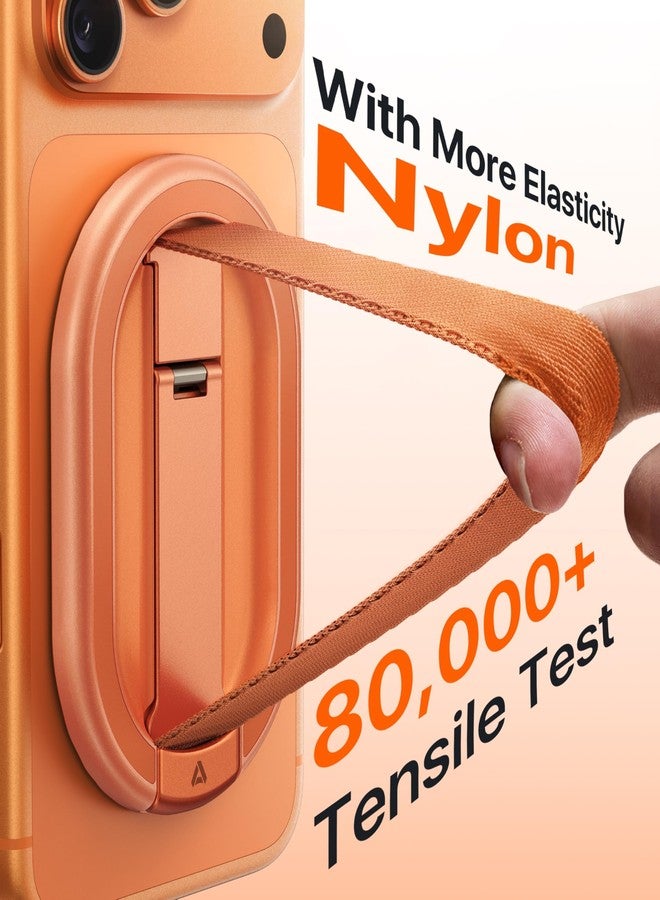 andobil [2025 All-New] Magnetic Phone Grip for Magsafe with Finger Strap [Comfortable & Durable] Magnetic Phone Ring Holder for MagSafe Accessories & iPhone 17 Air 16 Pro Max Plus 15 14 13 12, Orange - Image 3