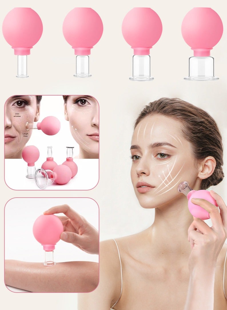 Cohoo Home 4 PCS Glass Facial Cupping Set, Cupping Therapy Set For Face,Body, Face Massage Kit For Anti Cellulite, Anti Wrinkle and Instantly Ageless Skin for Eyes, Face and Body - Image 1