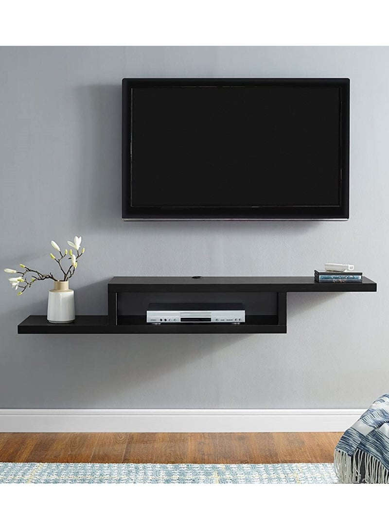Gad Woods MDF Wood Wall TV Unit Black 110x24x18cm- Gad woods - Image 1
