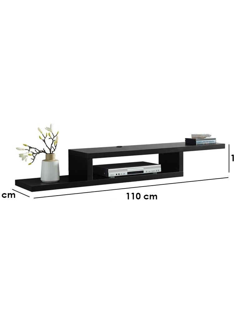 Gad Woods MDF Wood Wall TV Unit Black 110x24x18cm- Gad woods - Image 3