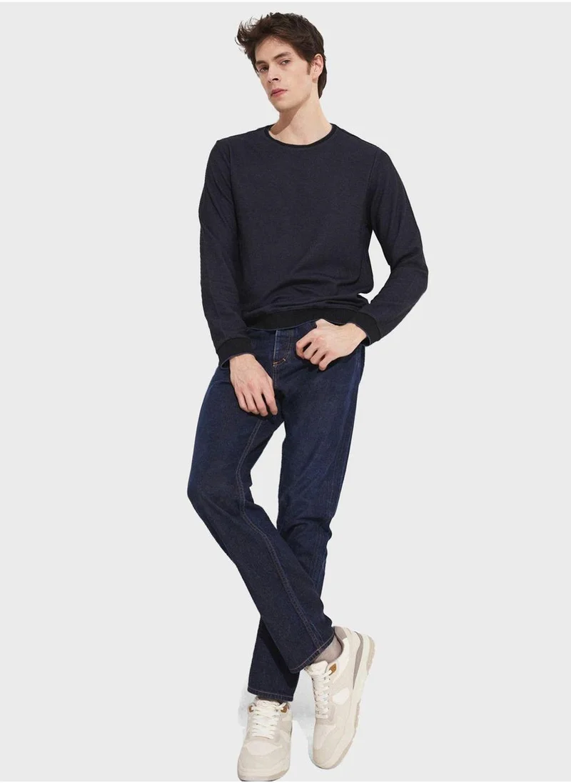 جون Essetial Textured Crew Neck Sweatshirt