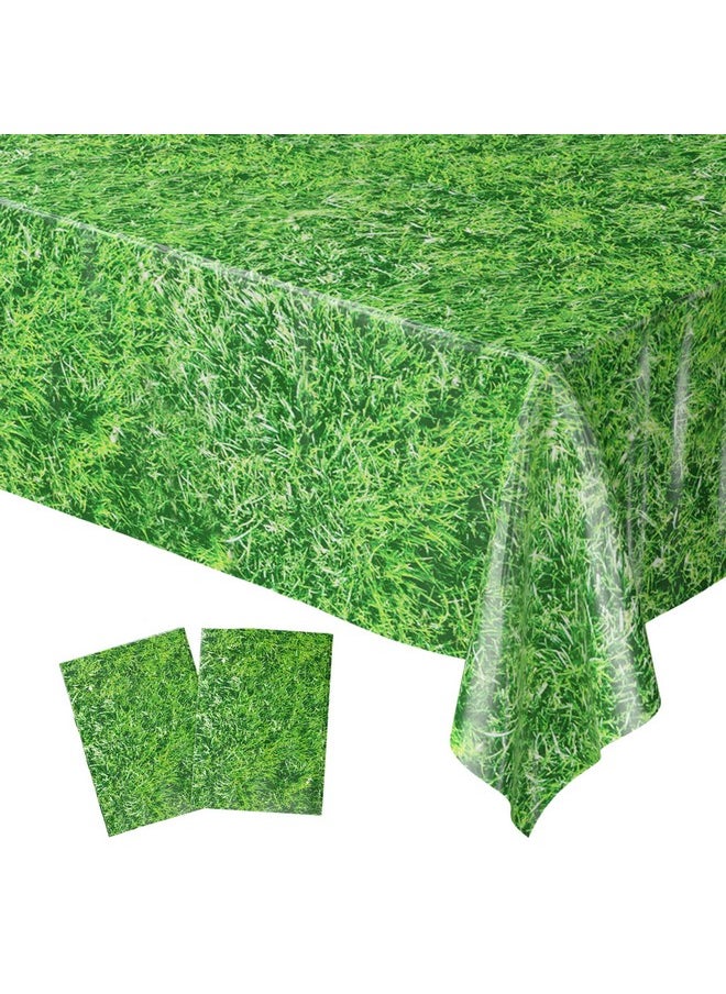 Blue Orchards - Grass Table Covers (Pack Of 2) 54"X108" Xl Jungle Party Supplies Woodland Birthday Party Safari Table Covers Jungle Tablecover Dinosaur Party Grass Tablecloth Baby Shower - Image 1