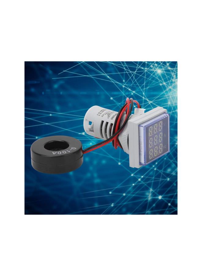 AC Voltage Current Display Meter, AC 60-500V 0-100A 20-75 Hz Frequency Meter Multifunction Power Energy Panel Meter LCD Digital Display Ammeter Voltmeter(White) - Image 3